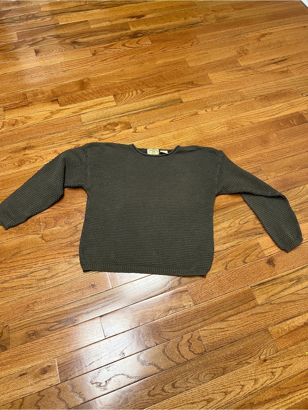 Vintage Olive Green Knit Sweater new River co cotton